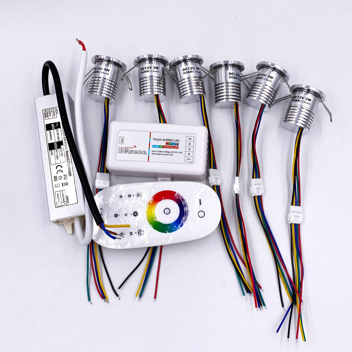 RGBW Room Decor Led Lights with Transformer Ceiling Spotlight Bedroom Kitchen 12V Built In Dimmable Mode Bar Showcase Lamp 3W