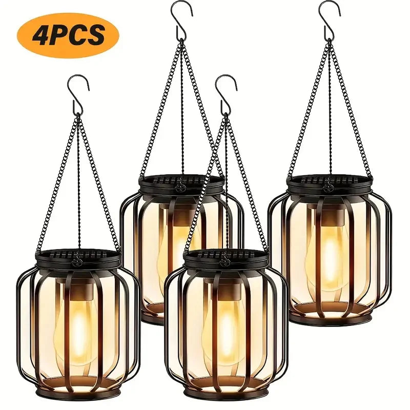 Solar Lanterns Outdoor Lights, Brighter Hanging Solar Lights Outdoor Waterproof, Auto On/Off Outdoor Solar Lights for Garden