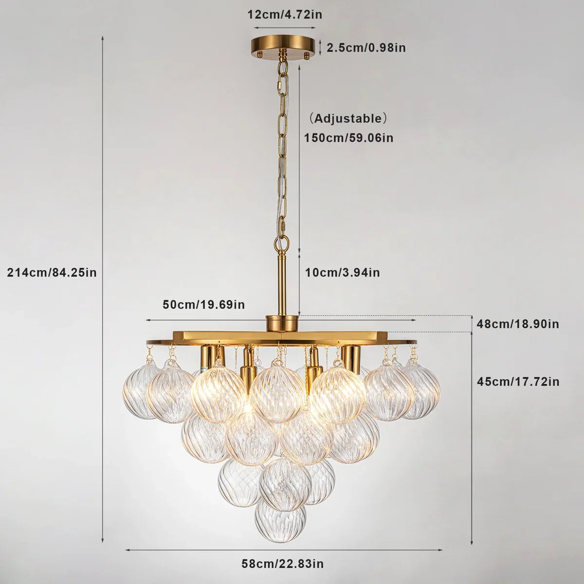 Chrome Tiered Bubble Chandelier Led Pendant Light For Living Room Dining Room Staircase Villa Luxury Glass Ball Hanging Lamp