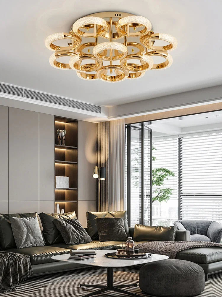 Modern Light Luxury Circle Ring Led Ceiling Lamp Acrylic Luster Living Room Lights Lighting Home Decor Bedroom Lamps Fixtures
