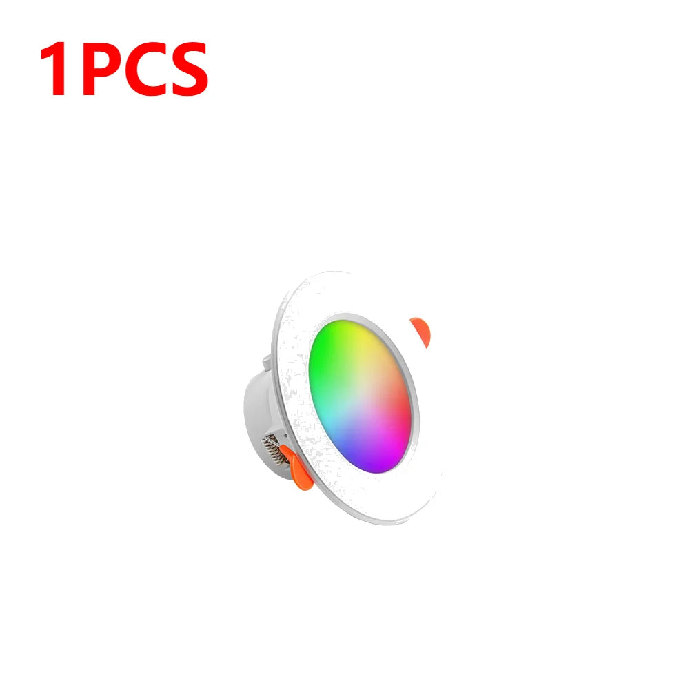 1-10pcs Tuya Bluetooth Smart LED Downlight Full RGB Color Dimming 3 Inch Tuya Bluetooth Control Tuya Downlight 10W 85-265v