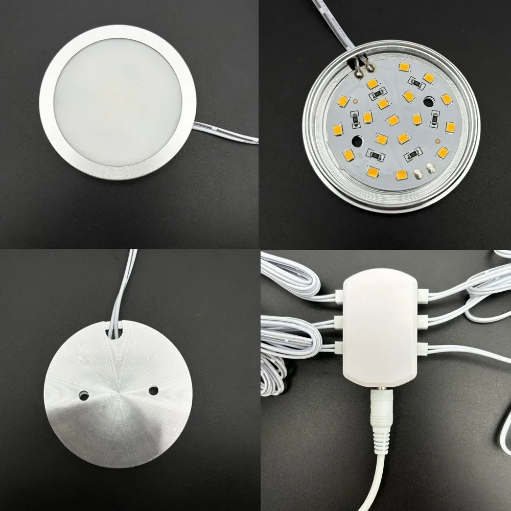 Zigbee3.0 DC12V Round Cabinet Lamp White 3000K/6000K Dimmable Timer Closet Shelf Tuya APP Voice Control for Alexa Google 2-9Pcs