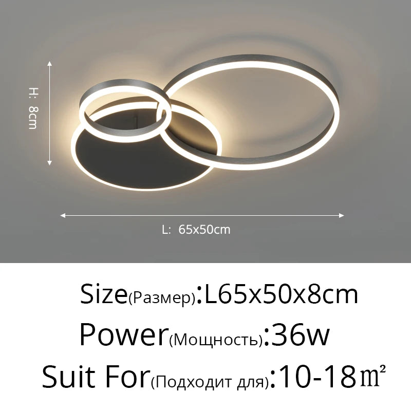Modern Round Design Ceiling Lights For Living Room Bedroom Gold White Coffee Painted Circle Rings Lighting Fixtures Luminaire