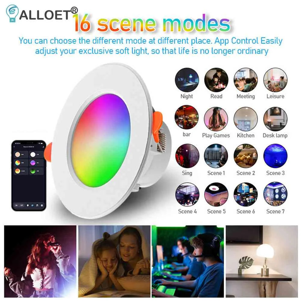 RGB LED Bulb Tuya Dimmable Downlight Spotlight Bluetooth-Compatible Lamp 10W 85-265V APP Control RGBCW Atmosphere Decorative