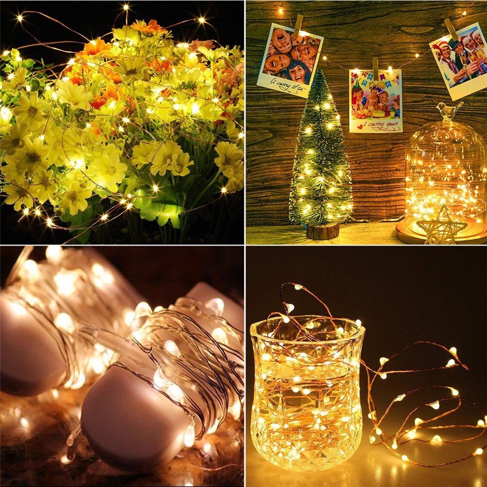 LED Fairy Copper Wire String Lights CR2032 Battery Mini 1m 2m 3m 5m Garland Lights String for Home Party Gift Wedding Decoration