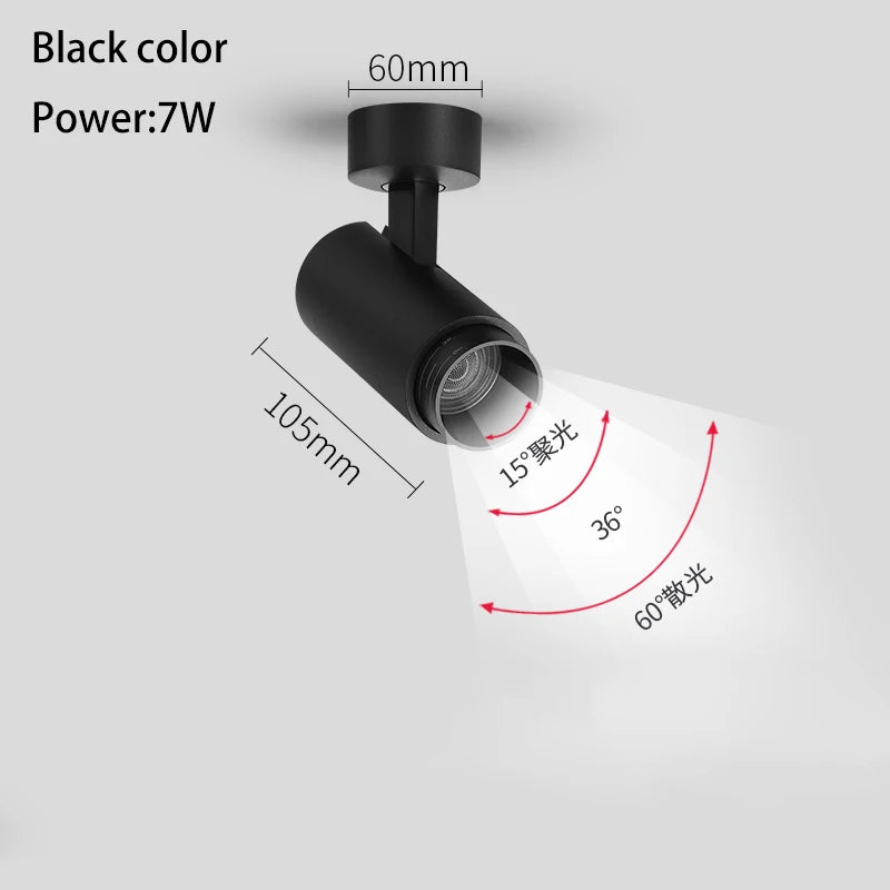 Zoomable LED Surface Spotlight - Adjustable Focus Ceiling Lamp for Retail Stores