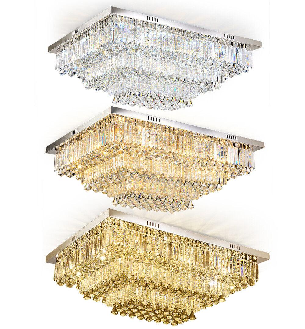 Modern Crystal Chandelier Stainless Steel LED Ceiling Lamp Pendant Light 3 Layer