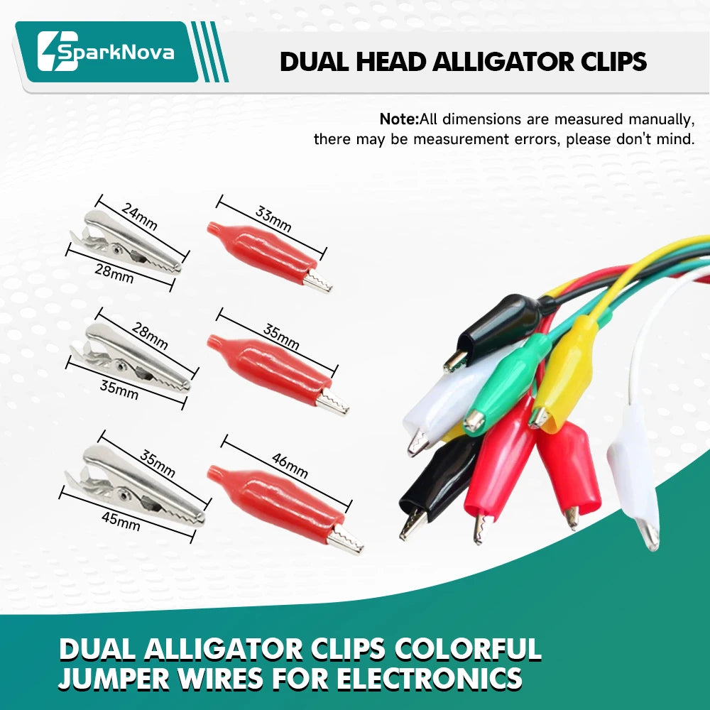 10PCS 28 35 45mm Alligator Clips Double Head Test Leads 50CM Jumper Wires Electrical DIY Crocodile Clips for Electronics Battery