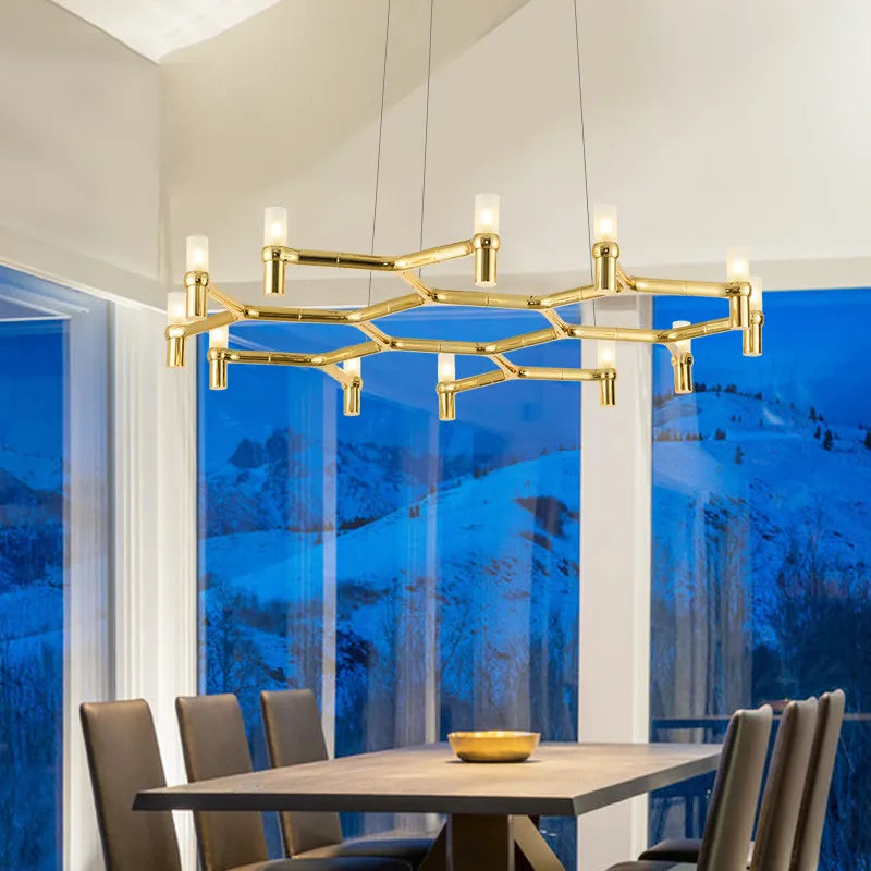 Modern Luxury Foyer G9 Led Chandelier Lustre Metal Pendant Chandelier Lighting Stairs Hanging Lamp Deco Led Indoor Light Fixture
