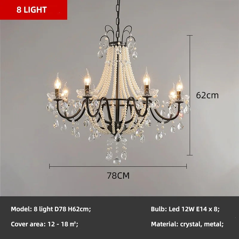 American Black Candle LED Chandelier - Luxury Crystal Pendant for Stairs