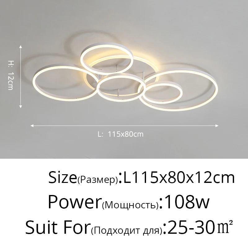 Modern Round Design Ceiling Lights For Living Room Bedroom Gold White Coffee Painted Circle Rings Lighting Fixtures Luminaire