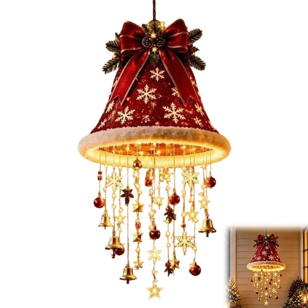 Cute Santa Hat Hanging LED String Light Christmas Decor Lamp Tassel Star Bell Pendants Holiday Party Home Wall Hanging Ornament
