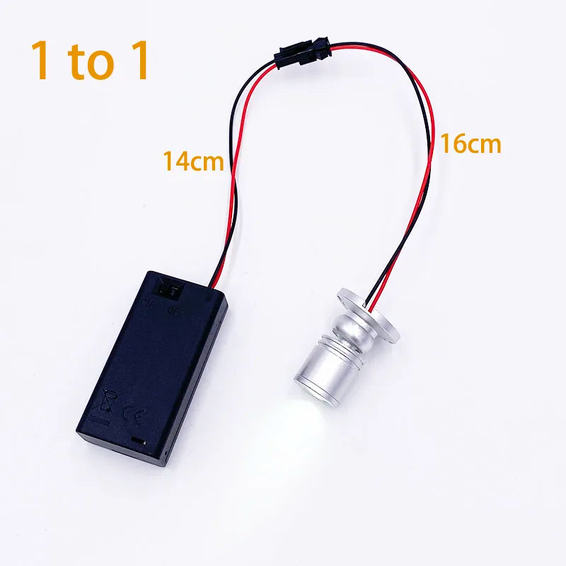 Mini 3V 1W LED Battery Box Spotlight (1-to-2 Splitter Cable) - Small Micro Lamp for Handmade Models, Display Counters & Crafts