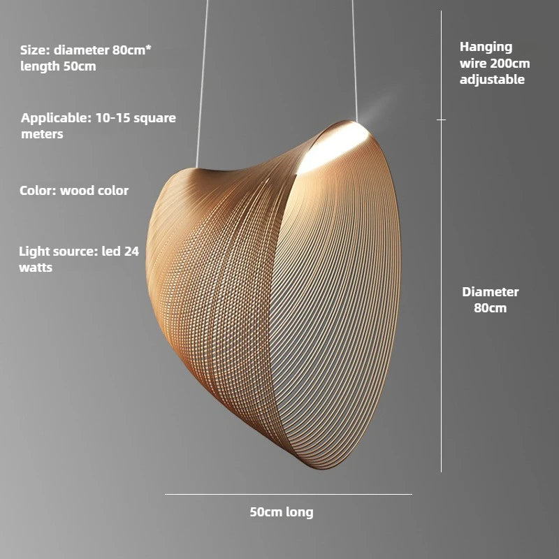 Modern Minimalist Wabi-Sabi Style Wooden Pendant Light Suitable Living Room Bedroom Dining Room Nordic Designer Decorative Lamp