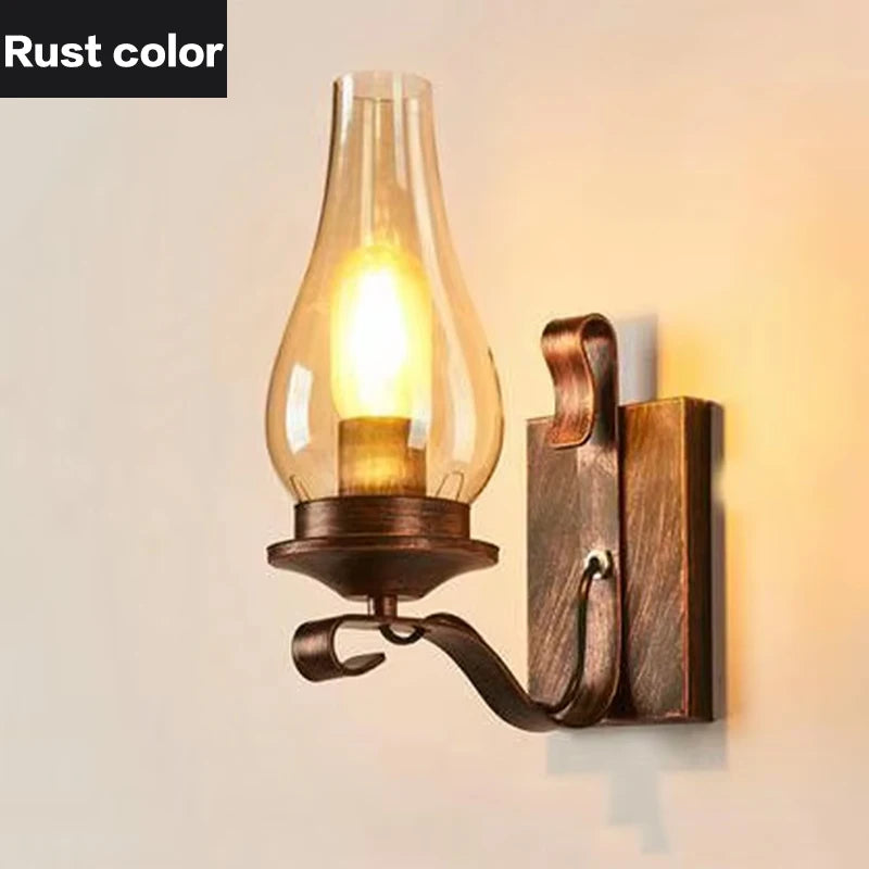 Personalized loft industrial style Nordic Mediterranean creative restaurant American wrought iron corridor decorative wall lamp