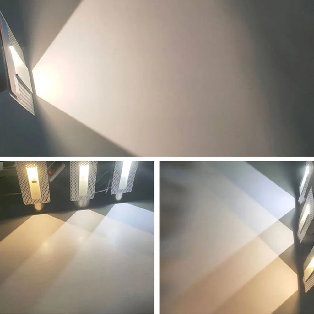 Indoor Frameless Step Lights 3W Motion Sensor LED Stair Stairway Hallway Lamp Embedded White Wall Modern Home Night Footlights