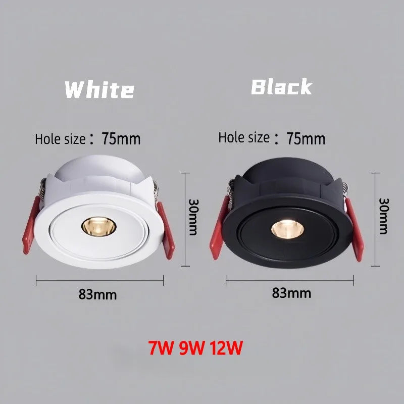 Led Spotlight Small Beam Angle 3 8 15 24 Degree Spot Light Recessed Round Atmosphere Dining Table Ultra-thin White Black 85-265V