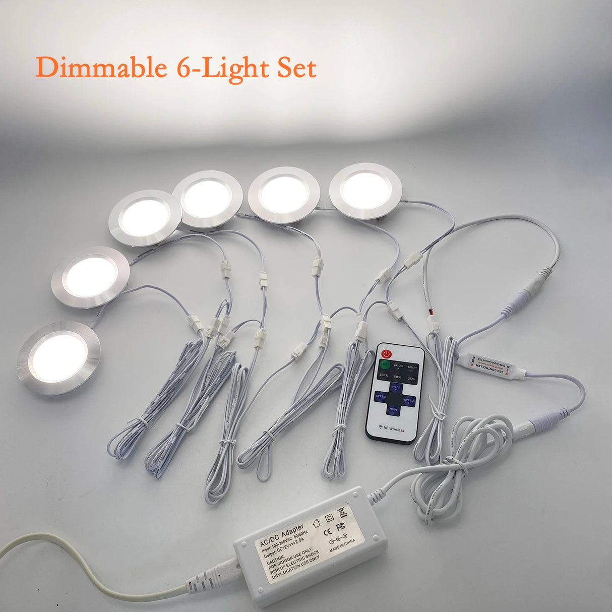 3W Built-in Dimmable Mini LED Kit with Remote Control - Recessed Cabinet & Ceiling Downlights for Living Room, Kitchen & Wardrobe