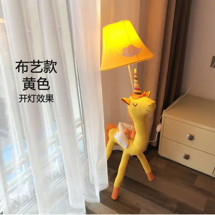 Dreamy Unicorn Floor Lamp with Adjustable Wooden Legs - Dimmable Standing Accent Light for Girls' Bedroom & Kids' Room Decor