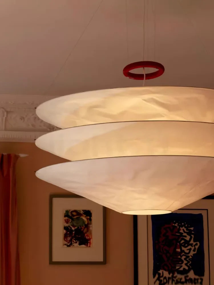 Japanese Dupont Tyvek Paper Pendant Light Fixture - Nordic Hanging Chandelier Lamp for Living Room, Dining Room, Bar & Bedroom Decor