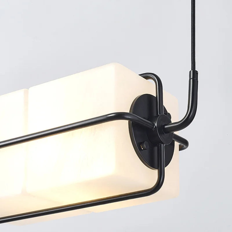 Indoor Art Deco Chandelier White Glass Gold Black Metal For Hotel Hall Dining Room Kitchen Bar Hanging Lamp