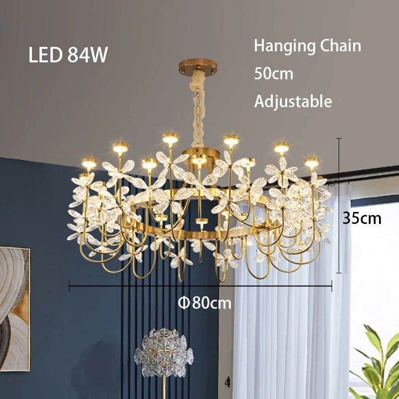 Luxury Crystal Butterfly Chandeliers 2024 New Modern LED Dimmable Lustres Pendant Lamps Home Decor Suspension Luminaire Lampen