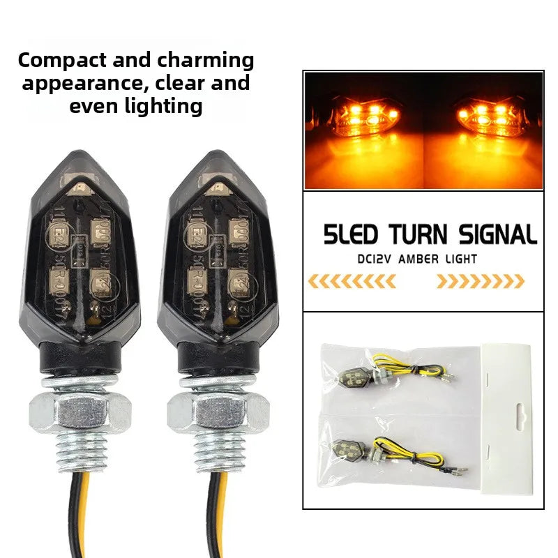 Super Bright Mini LED Motorcycle Turn Signal Lights (2 Pcs) - Universal Amber Blinker Indicator Lamps for Moto & Scooter