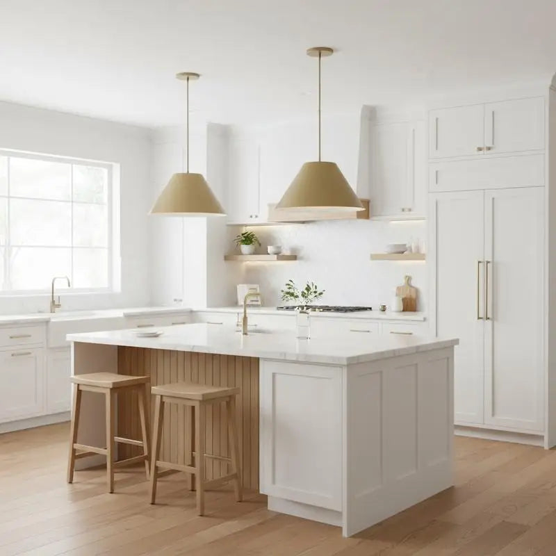22" LED Brass Pendant Light Fixture - Modern Integrated Design for Home Decor