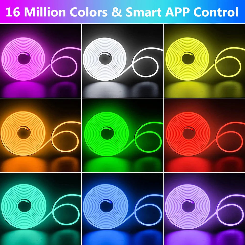 3M Flexible RGBIC LED Neon Light Strips Waterproof Remote APP Control Music Sync Neon Rope Lights Outdoor Light Bar TV Backlight
