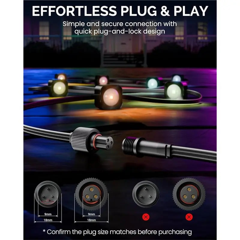 FYBL-Waterproof 16FT Extension Cable For Govee Cord For Govee H705A H706A Permanent Outdoor Lights Series