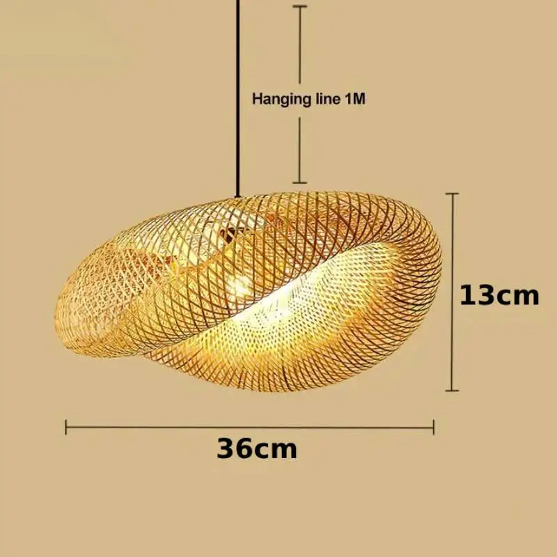 Led Pendant Lamp Ceiling Chandelier Bamboo Weaving Lights for Living Room Dining Handmade Modern Art Rattan Lampshade Restaurant