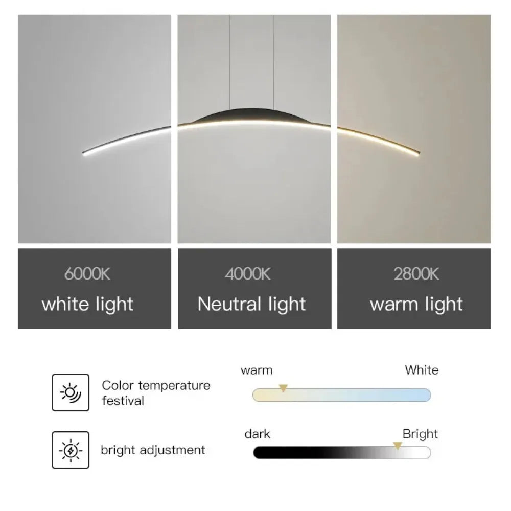 Modern LED Chandelier for Dining Room Kitchen Bar Living Bedroom Ceiling Pendant Lamp Black Simple Design Chandelier Light