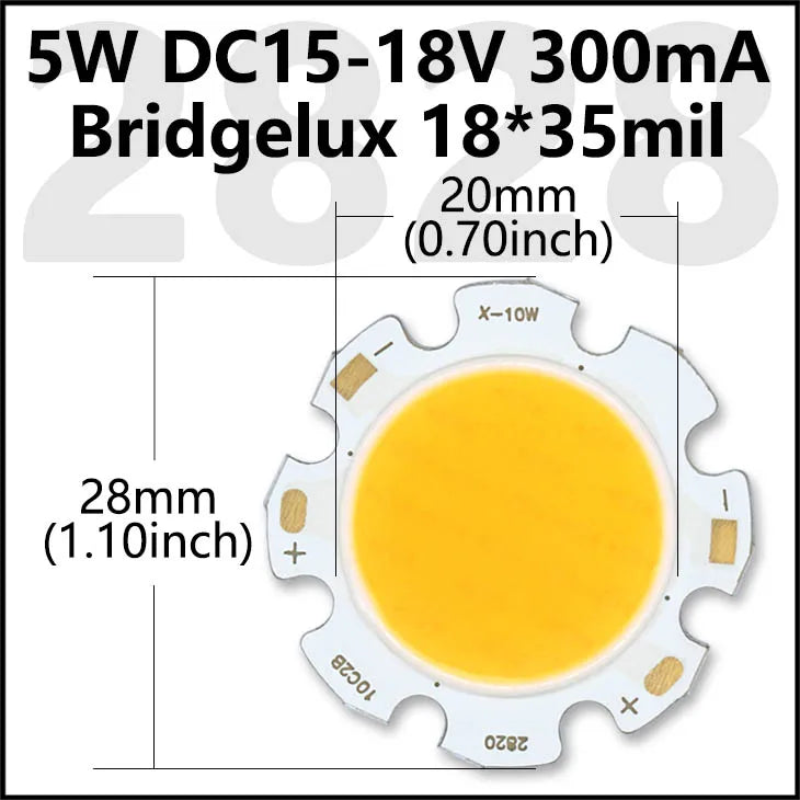 COB LED Chip 3W 5W 7W 10W 20W 30W 40W Light Emitting Diode LED Module Matrix 1313 2020 2828 1919 for Bulb Downlights