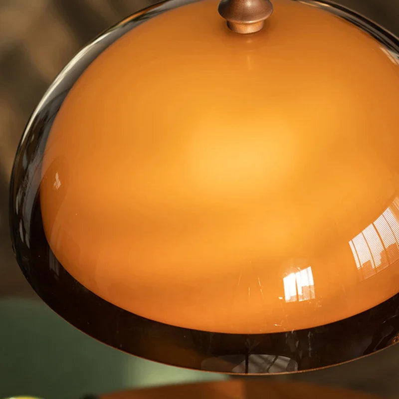 Vintage Brown Bauhaus Orange Pendant Lamp French Retro Design Adjustable Hanging Light for Dining Table Cafe LED Chandelier