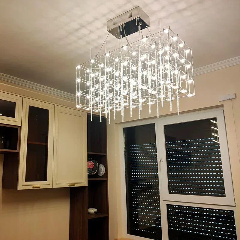 Nordic Creative Rectangular Luminaire Starry Chandelier Minimalist Front Desk Clothing Store Bar Rectangular Lighting