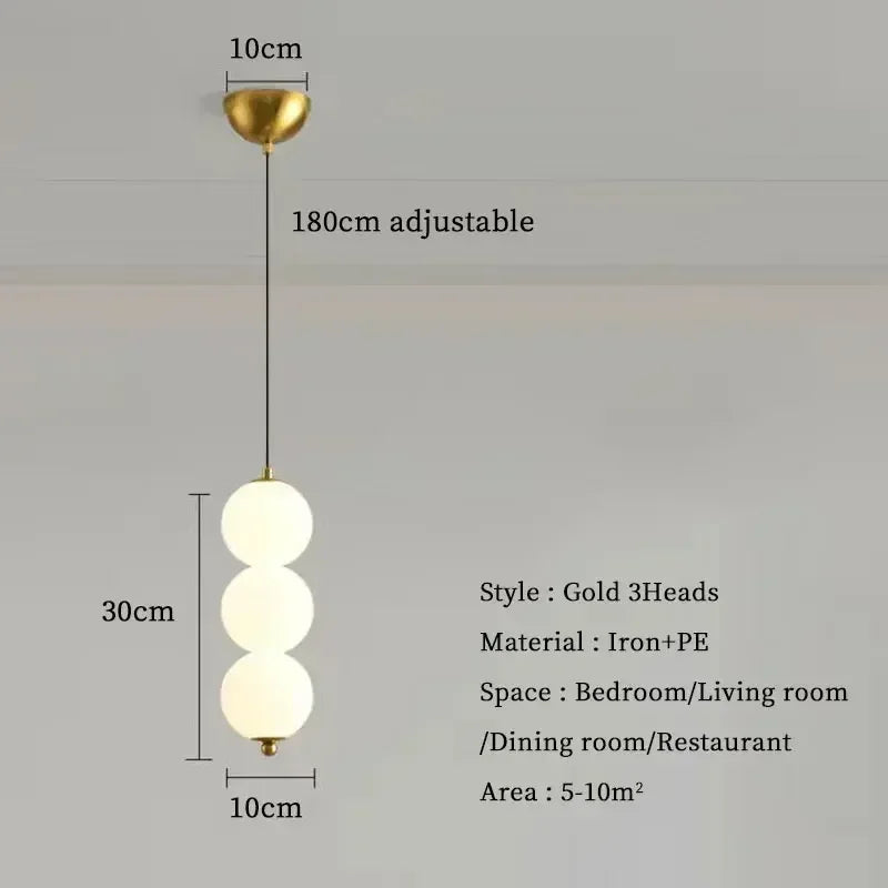 Bedroom Bedside LED Pendant Lights Ceiling Lamp for Living Dining Room Restaurant Indoor Lighting Decor PVC Ball Fixture Modern