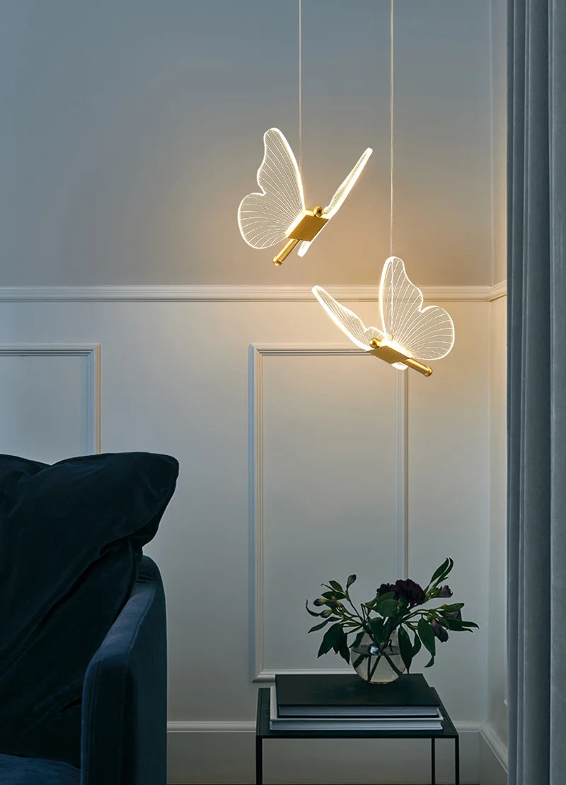 LED Pendant Light Fixture Butterfly Hanging Lamps For Ceiling Kitchen Bedside Living Room Decor Pendant Lamp