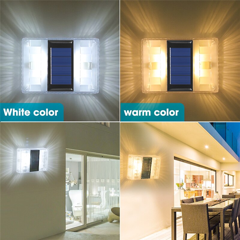 Outdoor IP65 Waterproof Solar Powerd Transparent LED ABS Wall Light Home Courtyard Garden Corridor Decorative Lights