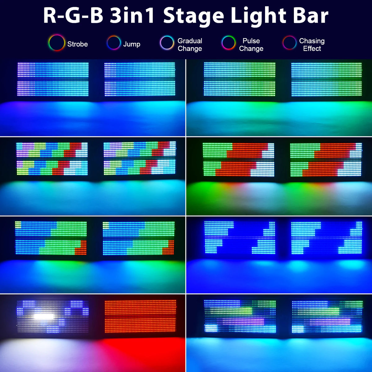 4-Pack 200W LED RGBW Strobe Lights (48+8 Segment, DMX512) - High-Output Stage Wash Uplight Fixtures for DJ, Disco, Wedding, Bar & KTV