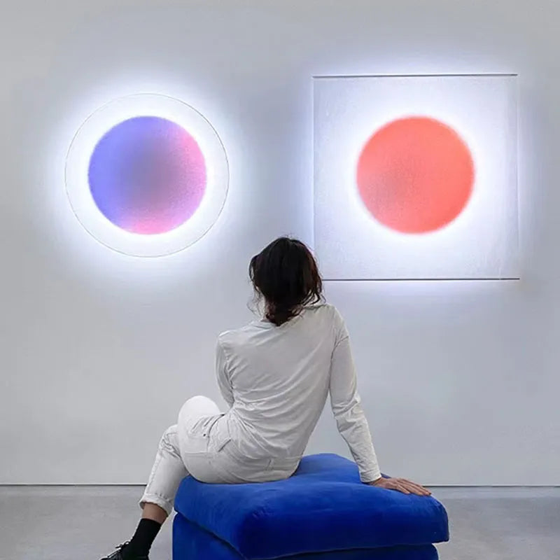 New Square Circular LED Wall Lamp Remote Control Colorful Dimming For Parlor Hotel Bedroom Dining Atmosphere Lighting