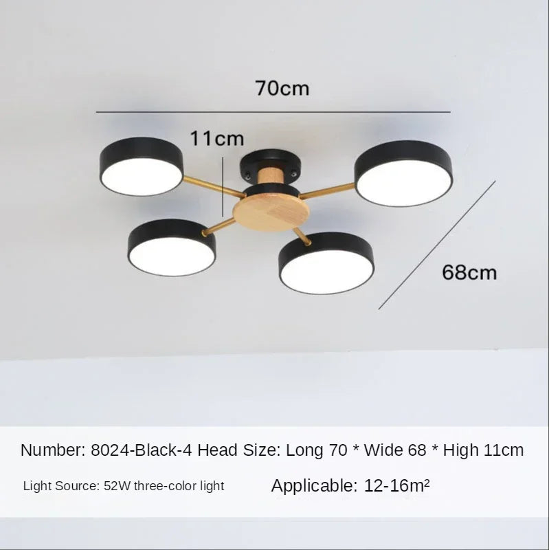 Nordic Creative Macaron Log LED Ceiling Light Bedroom Living Room Chandelie Modern Villa Restaurant Interior Lighting Decoration