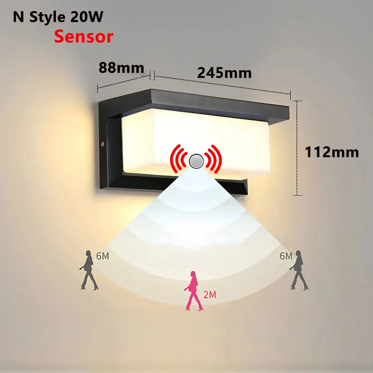 Sports Radar Voice Sensor Wall Light LED Outdoor Waterproof Wall Light 20W AC85-265V IP65 for Porch Balcony Courtyard
