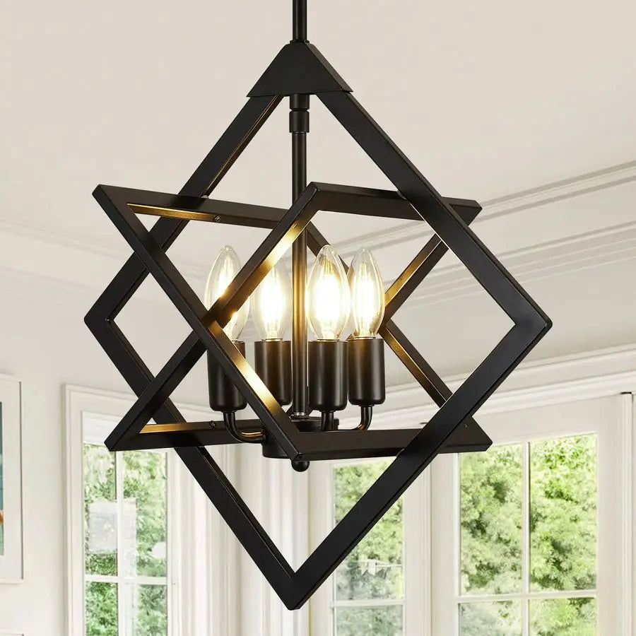 Modern Pendant Lights Kitchen Island, 4Light Matte Black Farmhouse Pendant Light Fixtures, Industrial Hanging Pendant Lights Fix