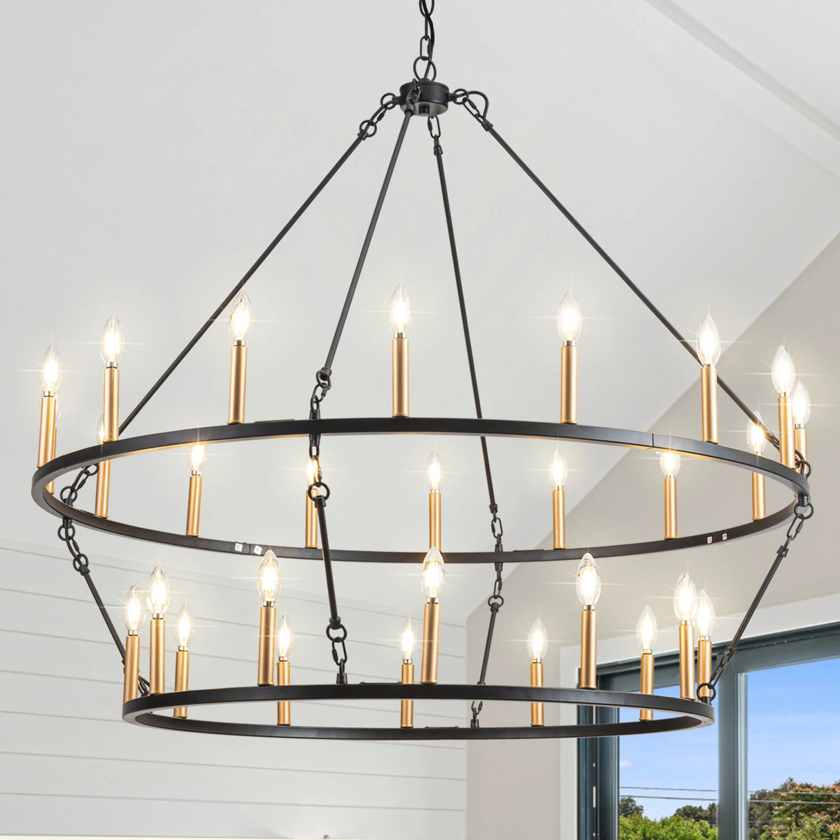 Classic Black Chandeliers Rustic Traditional Farmhouse Chandelier For High Ceilings With Adjustable Chain Foyer Fixtures
