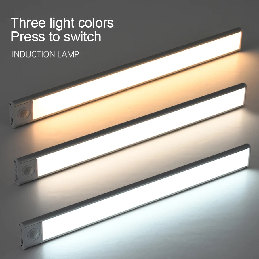 Night Light 20/30/40/60cm Ultra thin LED Light Cabinet Light Motion Sensor Wireless type-c For Kitchen bedroom Wardrobe lighting