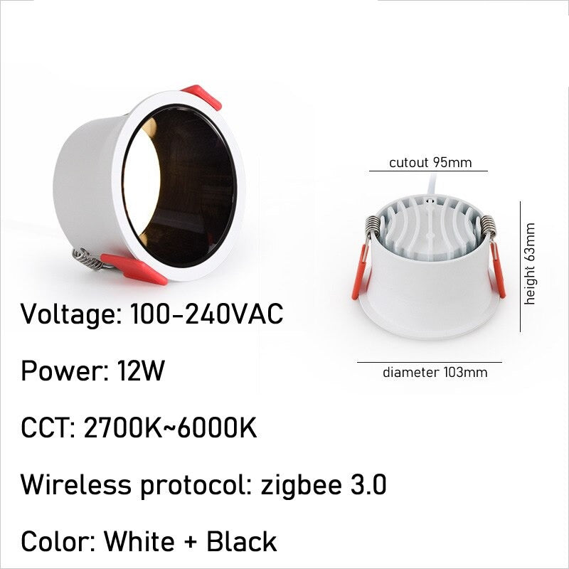 Downlight LED Zigbee Tuya Ceiling Light Dimmable 12W 15W Recessed Led Spot Down Light CW Smart Lamp Work With Alexa Google Home