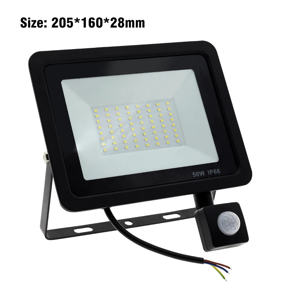 PIR Motion Sensor LED Floodlight 10W 20W 30W 50W LED Flood Light 220V IP66 Waterproof Outdoor Wall Garden Spotlight Street Light