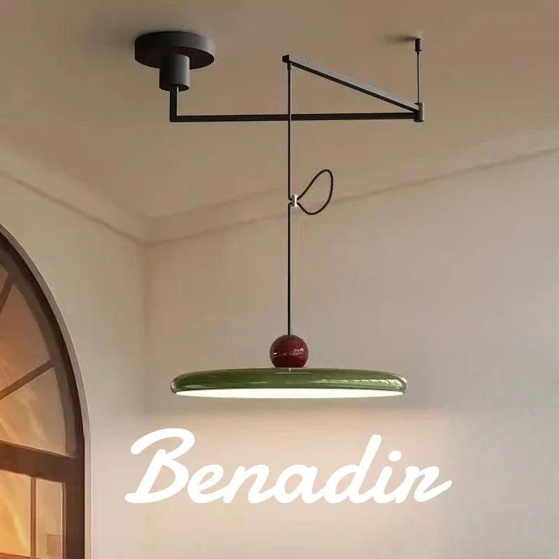 French Rocker arm Hanging Chandelier Light Fixture Folding LED Colorful Pendant Lamp for Living Room Dining Room Bedroom
