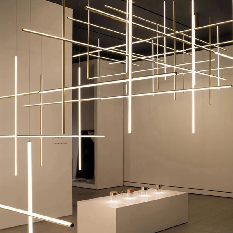 COORDINATES Pendant Light Italy Designer Tube Gold Chandeliers for Kitchen Hotel Staircase Linear scandinavian Pendant lamp