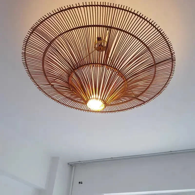 Japanese retro Wabi sabi pendant lamp restaurant Southeast Asian handmade rattan lamp home decoration living room bedroom lamp